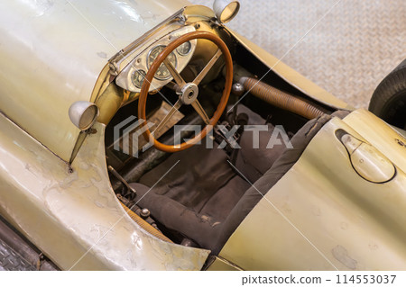 View of vintage car interior from above 114553037