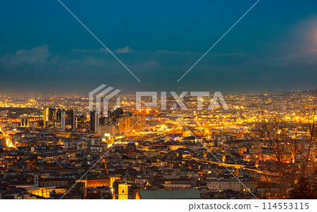 Blue hour cityscape of Naples from above Blue hour cityscape of Naples from above 114553115