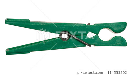 Green plastic clothespins on isolated background Green plastic clothespins on isolated background 114553202