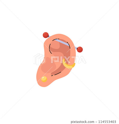 Vector icon of round earrings, silver stud earrings made of steel on a white background Vector icon of round earrings, silver stud earrings made of steel on a white background 114553403