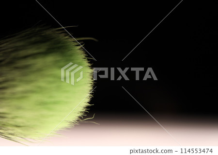 Makeup brush in close-up, yellow paints Makeup brush in close-up, yellow paints 114553474
