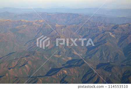 Beautiful View From a plane, look over Mount Tsurugi in Tokushima District eastern Shikoku, Japan. Beautiful View From a plane, look over Mount Tsurugi in Tokushima District eastern Shikoku, Japan. 114553510