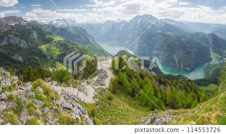 Konigsee lake near Jenner mount in Berchtesgaden National Park, Alps Germany 114553726