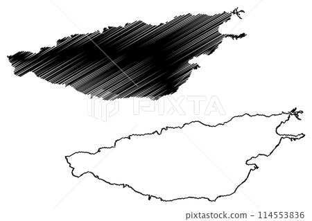 Lake Issyk-Kul (Kyrgyzstan, Kyrgyz Republic) map vector illustration, scribble sketch Issyk Kul or Ysyk-Kol map 114553836