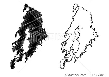 Lake Kivu (Africa, Democratic Republic of the Congo and Rwanda, African Great Lakes) map vector illustration, scribble sketch map 114553850