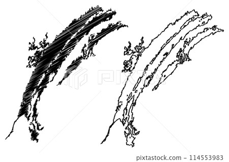 Lake Mistassini and Albanel (Canada, North America) map vector illustration, scribble sketch map Lake Mistassini and Albanel (Canada, North America) map vector illustration, scribble sketch map 114553983