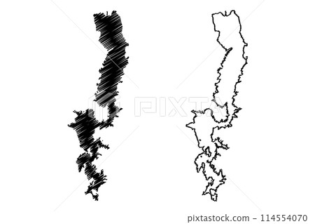 Lake Elephant Butte Reservoir (United States of America, North America, us, usa, New Mexico) map vector illustration, scribble sketch Elephant Butte Dam map 114554070