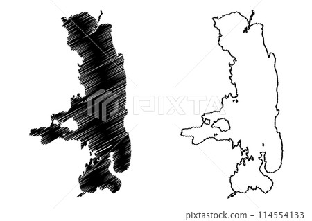 Lake Flathead Reservoir (United States of America, North America, us, usa, Montana) map vector illustration, scribble sketch Kerr Dam map Lake Flathead Reservoir (United States of America, North America, us, usa, Montana) map vector illustration, scribble sketch Kerr Dam map 114554133