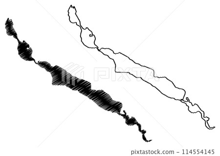 Lake Glazier (Canada, United States, North America, us, Saint Francis River) map vector illustration, scribble sketch Glazier map 114554145