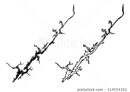 Lake Guntersville Reservoir (United States of America, North America, us, usa, Alabama) map vector illustration, scribble sketch Guntersville Dam map Lake Guntersville Reservoir (United States of America, North America, us, usa, Alabama) map vector illustration, scribble sketch Guntersville Dam map 114554162