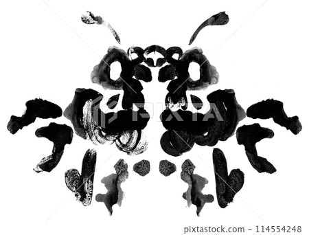 Mirror symmetrical black spots. Drops of paint 114554248