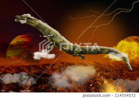 一條東方巨龍在夢幻的空間裡飛翔 114554572