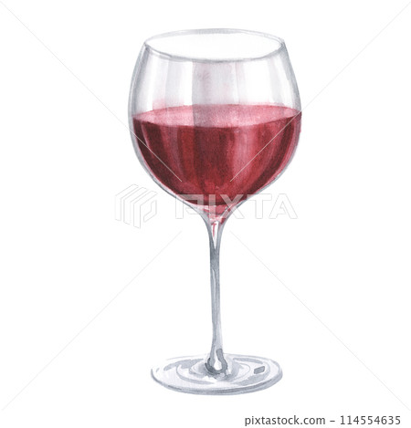 Red wine glass isolated on white background. watercolor hand drawn illustration. Red wine glass isolated on white background. watercolor hand drawn illustration. 114554635