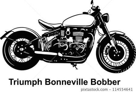 Triumph Bonneville Bobber Motorcycle - Classic Vintage Motorcycle - Vector Stencil, Silhouette, Vector Clip Art for tshirt and emblem Triumph Bonneville Bobber Motorcycle - Classic Vintage Motorcycle - Vector Stencil, Silhouette, Vector Clip Art for tshirt and emblem 114554641