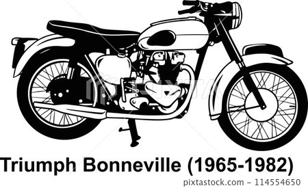 Classic Vintage Motorcycle - Vector Stencil, Silhouette, Vector Clip Art for tshirt and emblem 114554650