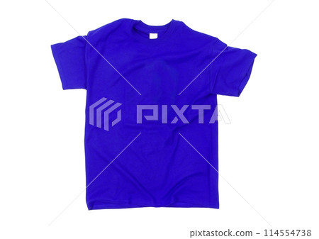 Blue T-shirt blank white background 114554738