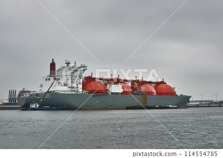 LNG liquefied natural gas ship terminal in the Port of Rotterdam 114554785