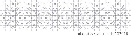Jigsaw puzzle template pieces, pattern for game backgrounds. Flat vector illustration isolated on white background. 114557468