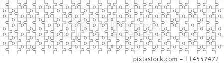 Jigsaw puzzle template with pieces arranged in a grid pattern framed. Flat vector illustration isolated on white background. Jigsaw puzzle template with pieces arranged in a grid pattern framed. Flat vector illustration isolated on white background. 114557472