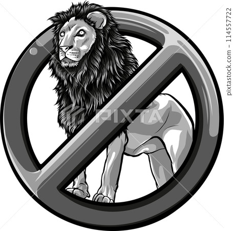 vector illustration of Monochrome forbidden lion symbol vector illustration of Monochrome forbidden lion symbol 114557722