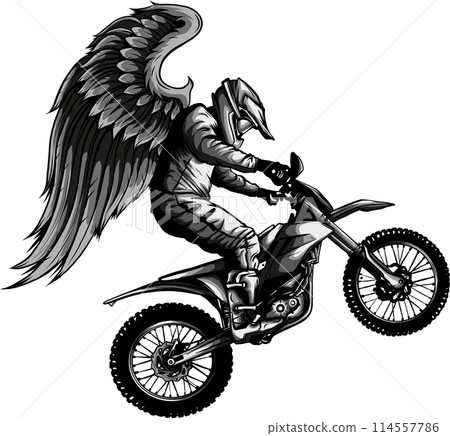 monochrome Motocross wing vector illustration on white background monochrome Motocross wing vector illustration on white background 114557786