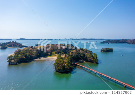 櫻花盛開的福浦島(宮城縣松島町) 櫻花盛開的福浦島(宮城縣松島町) 114557902