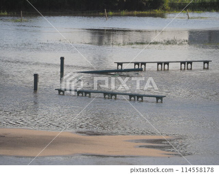 Flooded riverbed baseball field (bench) Flooded riverbed baseball field (bench) 114558178
