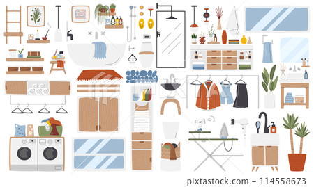 Bath and laundry rooms big interior furniture set Bath and laundry rooms big interior furniture set 114558673