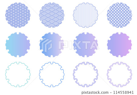 Snow wheel pattern illustration set Japanese pattern Traditional pattern Background illustration Gradient Snow wheel pattern illustration set Japanese pattern Traditional pattern Background illustration Gradient 114558941