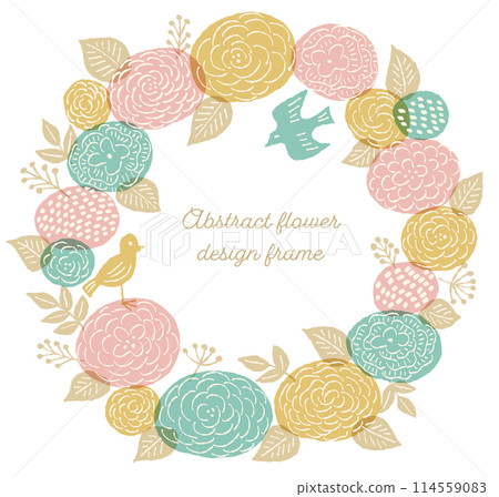 Abstract and stylish flower and bird frame (wreath) Abstract and stylish flower and bird frame (wreath) 114559083