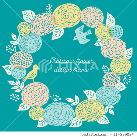Abstract and stylish flower and bird frame (wreath) Abstract and stylish flower and bird frame (wreath) 114559084
