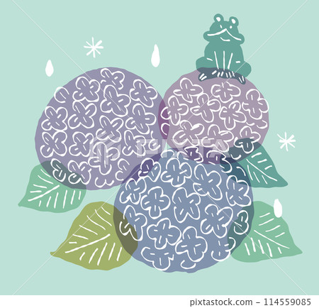 繡球花和青蛙的插圖 繡球花和青蛙的插圖 114559085