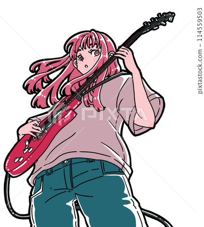 彈電吉他的女人的插圖 114559503