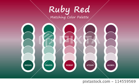 Set of Ruby Red color palette combination in rgb hex. Matching color palette guide swatch catalog collection with RGB HEX color combinations. Suitable for Branding, fashion, home, or interior design. Set of Ruby Red color palette combination in rgb hex. Matching color palette guide swatch catalog collection with RGB HEX color combinations. Suitable for Branding, fashion, home, or interior design. 114559569