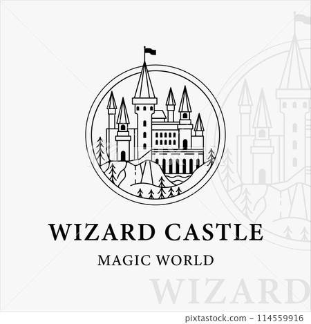hogwarts castle line art logo vector illustration template icon graphic design. print apparel t-shirt harry potter 114559916
