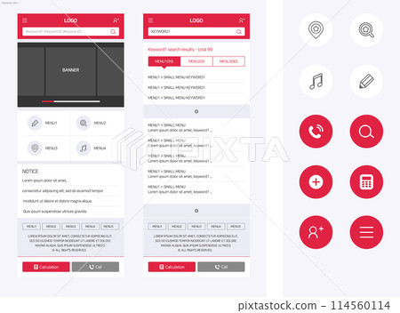 website template design with interface elements 114560114