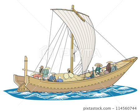 Ferry boat in the Edo period Ferry boat in the Edo period 114560744
