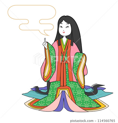 Woman in twelve-layered kimono - Speech bubble Woman in twelve-layered kimono - Speech bubble 114560765