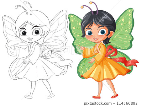 Colorful Fairy with Butterfly Wings 114560892