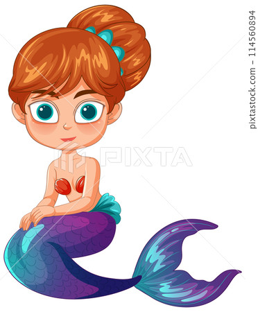 Cute Cartoon Mermaid Illustration 114560894