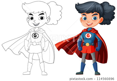 Superhero Kids in Action and Sketch Superhero Kids in Action and Sketch 114560896
