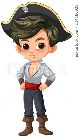 Cartoon Pirate Boy in Costume Cartoon Pirate Boy in Costume 114560929
