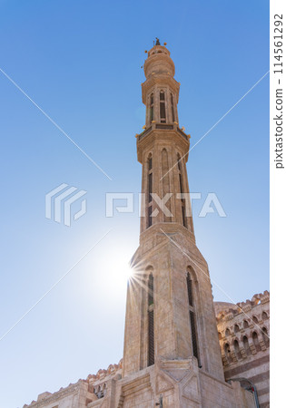 Tower of Al Mustafa Mosque in Old Town of Sharm El Sheikh in Egypt, at sunset Tower of Al Mustafa Mosque in Old Town of Sharm El Sheikh in Egypt, at sunset 114561292
