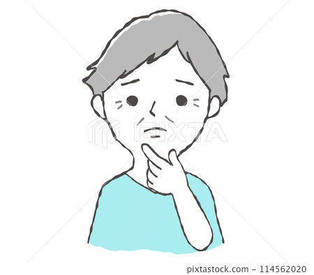 Illustration material: A man who is concerned about nasolabial folds and eye wrinkles Illustration material: A man who is concerned about nasolabial folds and eye wrinkles 114562020