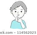 插畫素材：一個擔心臉上長痘痘的男人 114562023