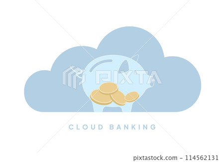Cloud banking concept. Online banking services, digital finance technology. Cloud-based banking solutions - on-demand computing services for financial institutions, delivered via Internet 114562131