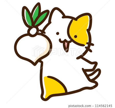 可愛的貓角色收穫大植物的變形插圖 114562145
