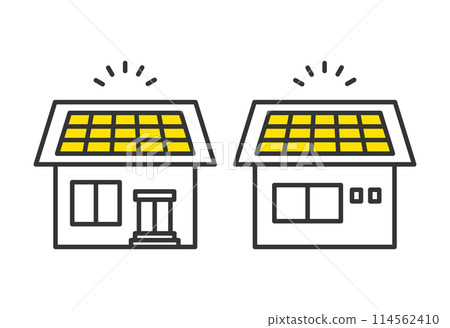 Solar powered house illustration set 114562410