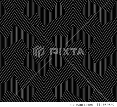 Abstract geometric pattern with stripes, lines. Seamless vector background. White and black ornament. Simple lattice graphic design. Abstract geometric pattern with stripes, lines. Seamless vector background. White and black ornament. Simple lattice graphic design. 114562629