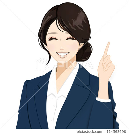 Illustration of a woman in a suit, bob, guide, explanation, commentary. Black hair, blazer, uniform, suit, ol, school Illustration of a woman in a suit, bob, guide, explanation, commentary. Black hair, blazer, uniform, suit, ol, school 114562698
